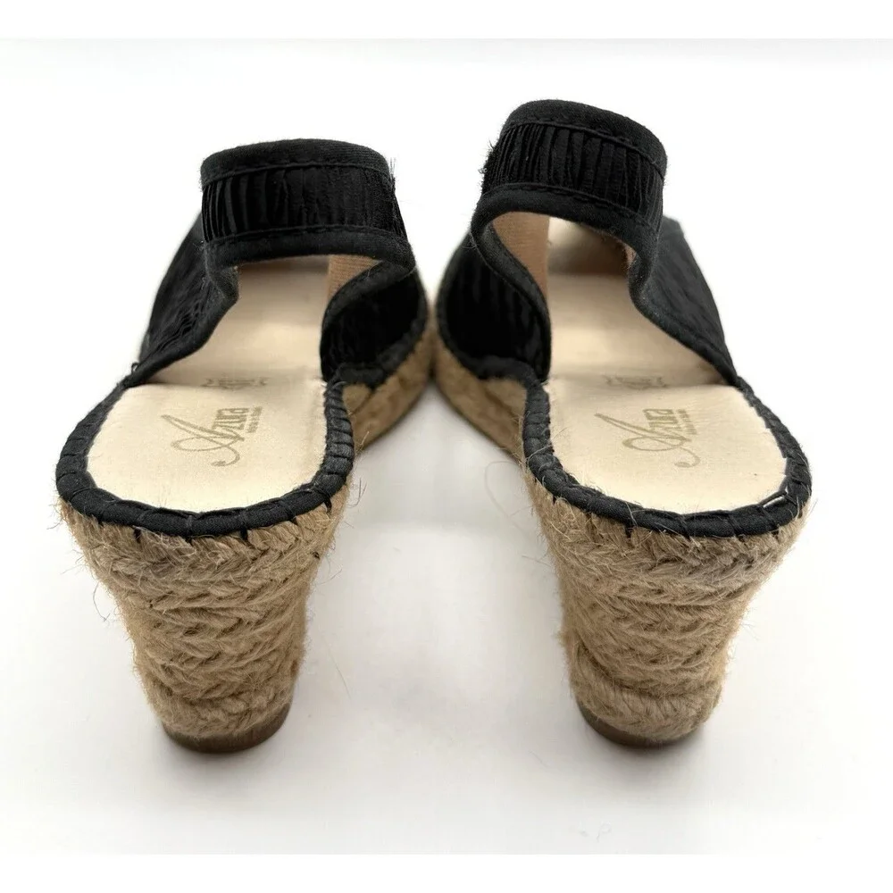WEDGE SANDAL Azura “Jeanette” Silk Peep Toe, Size 9.5 Made In Spain‎ 41 Euro